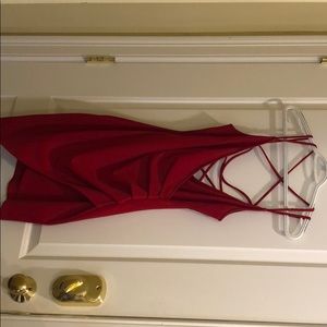 Strappy red body-con dress